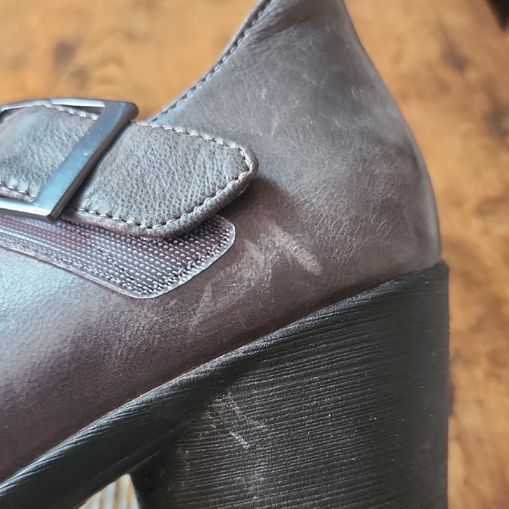 DANSKO | Gray Leather Roxanne Mary Jane Wedge Pumps Clogs Heels Shoes | 6.5 - Picture 9 of 12